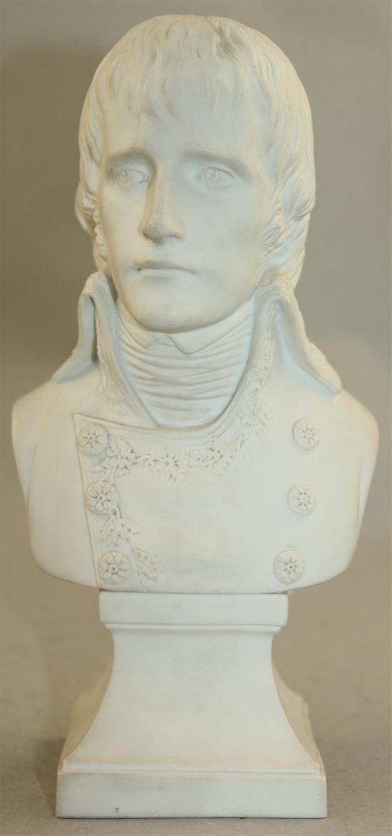 A Sevres biscuit porcelain bust of General Napoleon Bonaparte, post 1941, 22.5cm